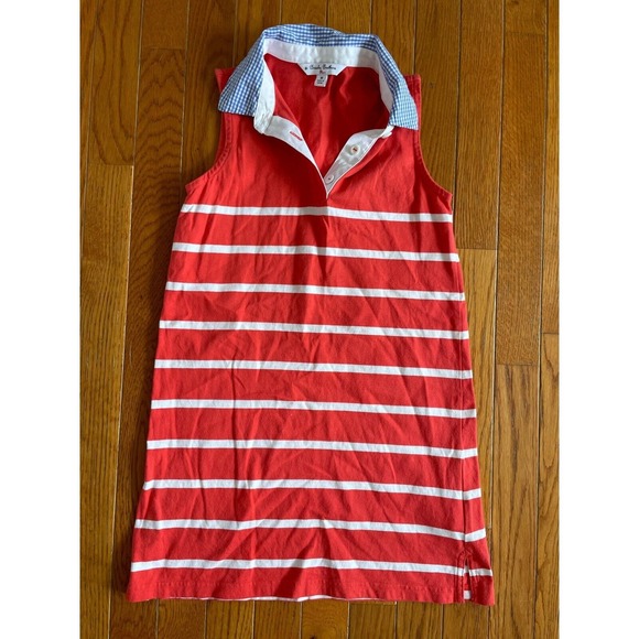 Brooks Brothers Fleece Shirt Womens Medium Red Stripes Sleeveless Polo Casual - Picture 1 of 5